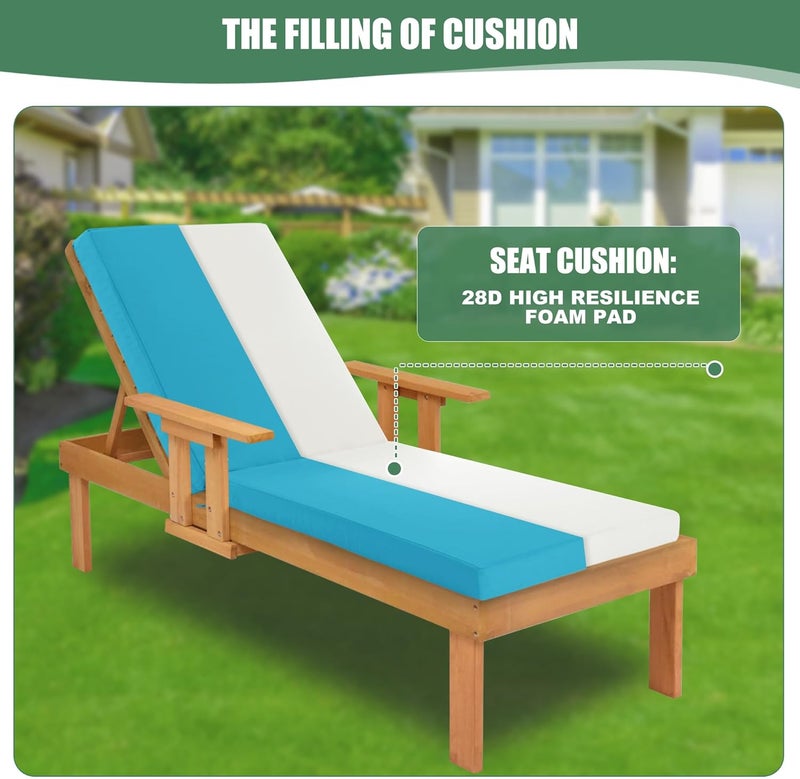 Summsun Chaise Lounge Cushions Outdoor - Waterproof and Fade Resistant Sun Lounger Replacement Cushions - Patio Lounger Pads with Removable Cover for Pool, Deck, Lawn, 80 x 26 x 3 Inch, Teal - Image 3